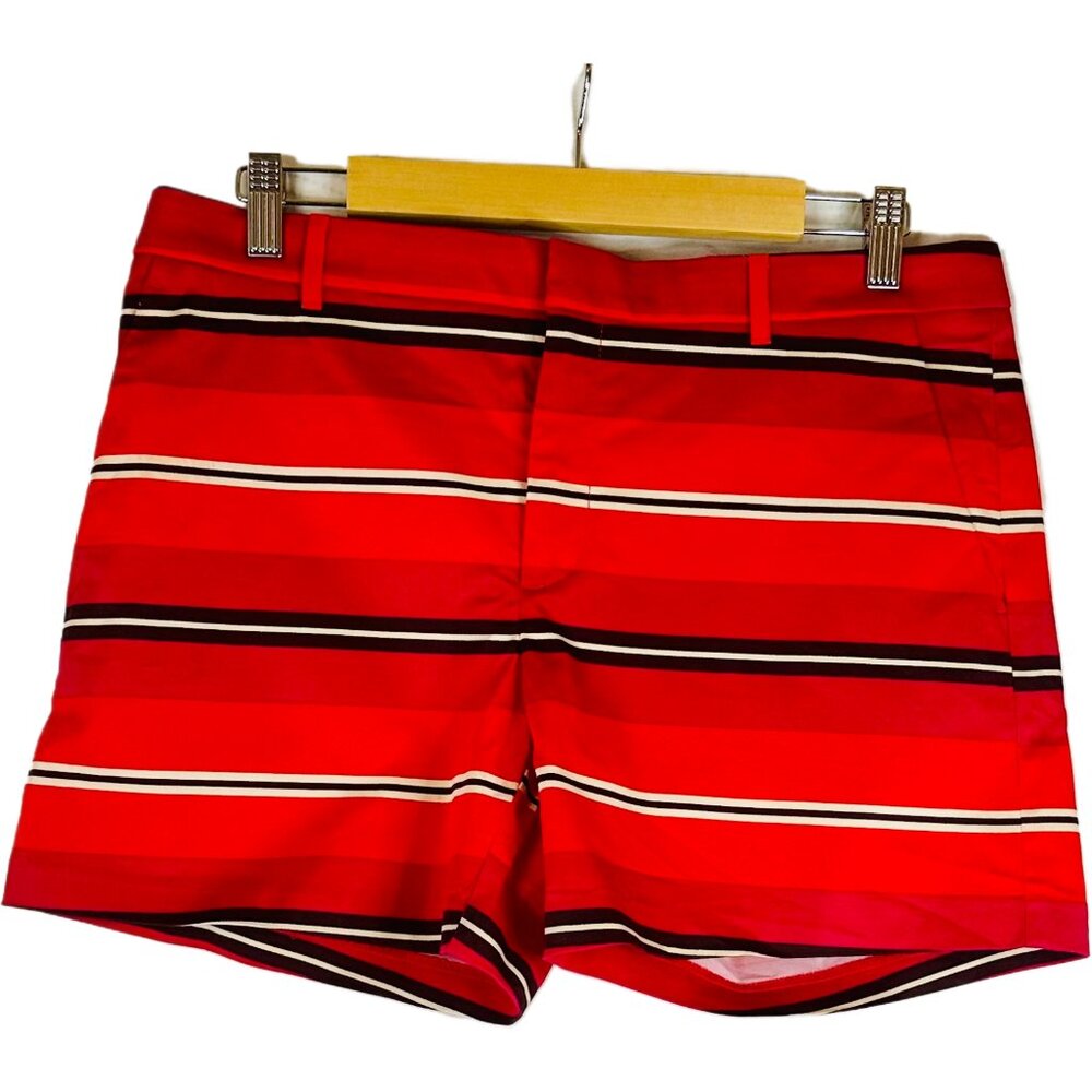 🍓 Banana Republic Pink & Red Striped Shorts - Size 10